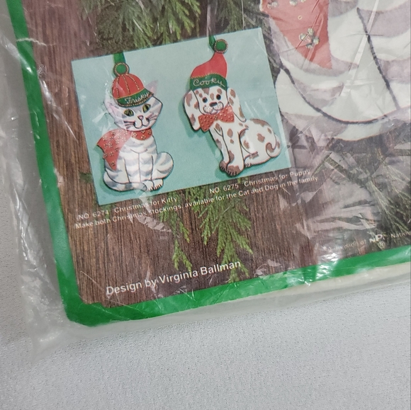 Vtg Paragon Needlecraft KITTY STOCKING 6274 Kit - Virgina Ballman - Picture 5 of 10